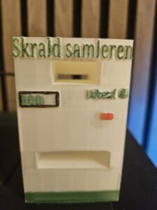 Skoleprojekt Eddison. Grøn omstilling, ved at effektivsere indsamling afskrald. Så kan man aflevere skrald til sortering og opnå pant. Når man samler i de dertil matchene poser. Og de lokale butikker invistere i skaldeprojektet. Så kan der blive ryddet op i byen, af motiverede borgere