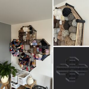 Min kone er vild med at strikke og manglede et sted til hendes garn. Jeg tænkte at jeg kunne slå 3 fluer med 1 smæk, og lave en opbevaring som ville fungere som et akustik panel, og som kan udvides uendeligt og bruges til andre formål også. Systemet er en viderebygning på OpenGrid systemet som er et modulært opbevarings system. Jeg valgte at bruge en pose med genbrugte rørepinde fra biltema til lamellerne istedet for at 3d printe dem, det gjorde projektet både billigere og bedre, rent æstetisk. Jeg elsker at blande 3D print med træ, som giver både det varme organiske fra træet og de uendelige tekniske muligheder fra 3D print. I projektet er der brugt under 300 kroner i materialer. Jeg er ved at få taget mig sammen, til at få det pakket ned i et projekt og uploadet på MakerWorld hvis der er andre der ville kunne få noget fedt ud af det (eller forbedre det yderligere) Projektet er printet i PETG HF for holdbarhedens skyld