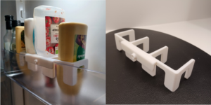 Så væltede ketchuppen i køleskabet - heldigvis inden tidsfristen udløb. Der blev lige konstrueret en holder i Fusion 360 og printet i PLA på min nye Bambu Lab P1S. (Der er mulighed for at montere en skrue hvis det bliver nødvendigt)